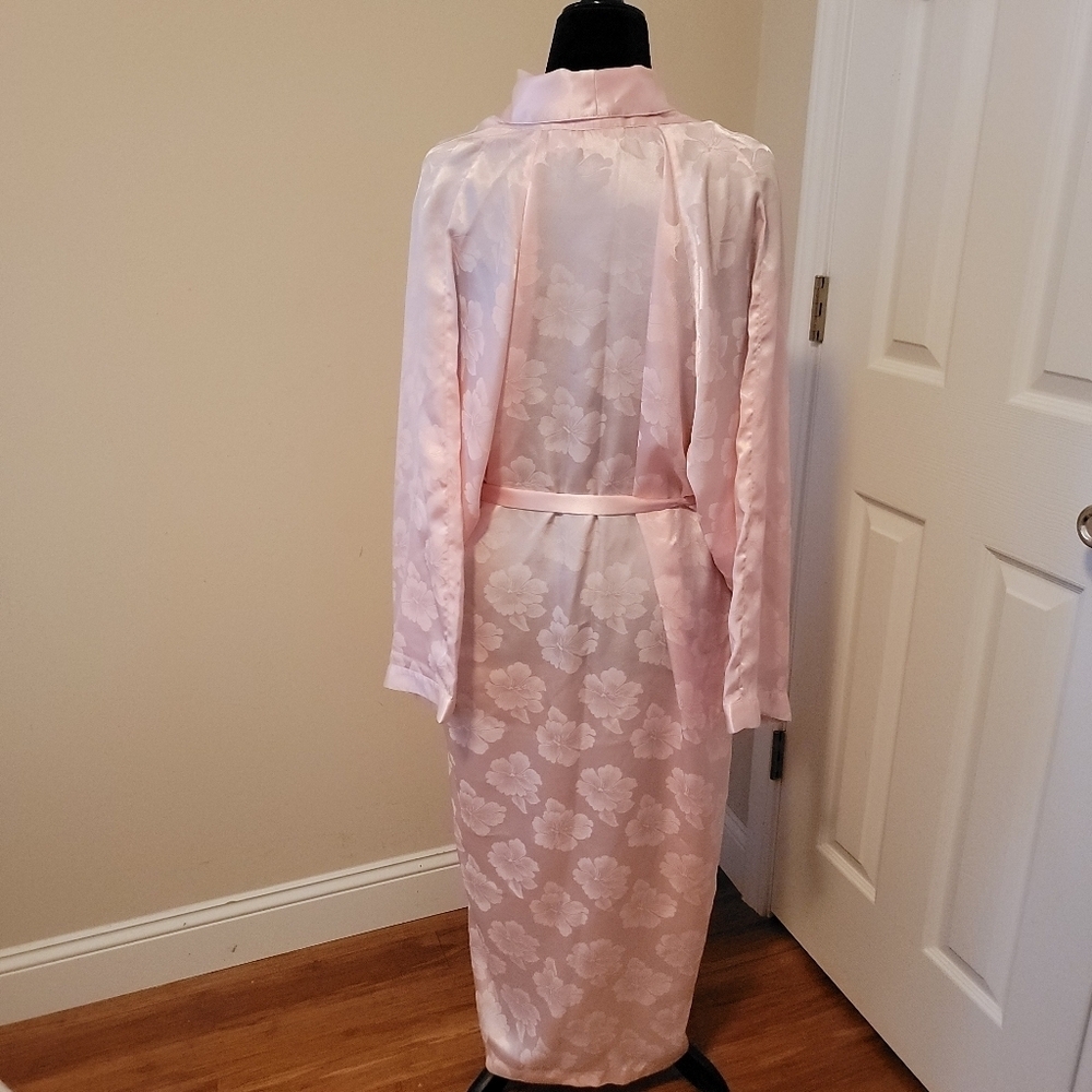 Victoria Secret Gold Label Vintage Satin Pink Floral Robe Size M/L - Picture 3 of 10